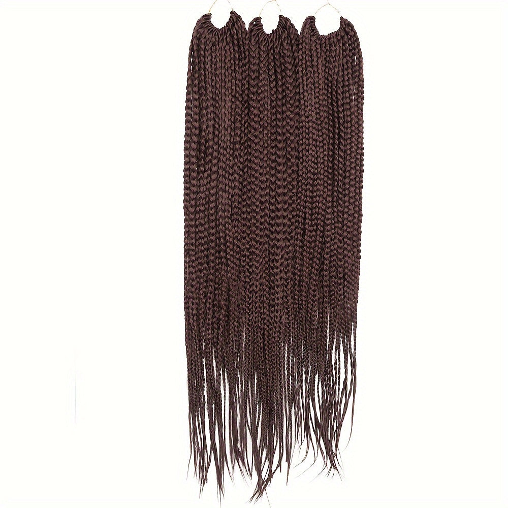 3pcs Premium Synthetic Crochet Box Braids, 60.96 cm Pre-Looped for Easy Installation - Knotless Box Braided Hair Extensions in Black, Brown, and Blue Gradient for Women, Easy Install Braids|Gradient Box Braids|Natural Look Braids, Crochet Braids