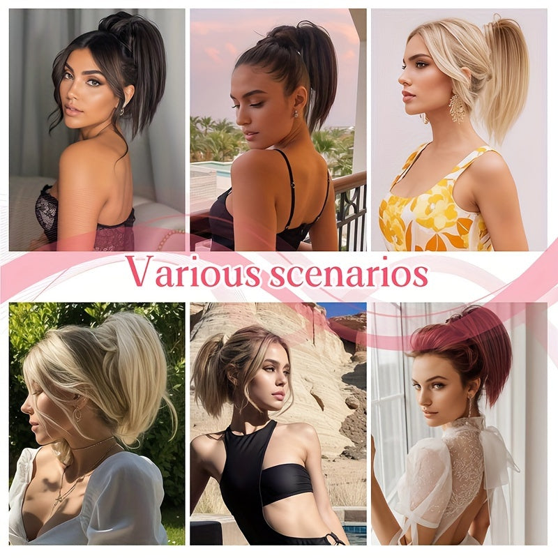 Chic Claw-Clip Ponytail Extension for Women - Straight Synthetic Hair, Versatile & Easy to Style