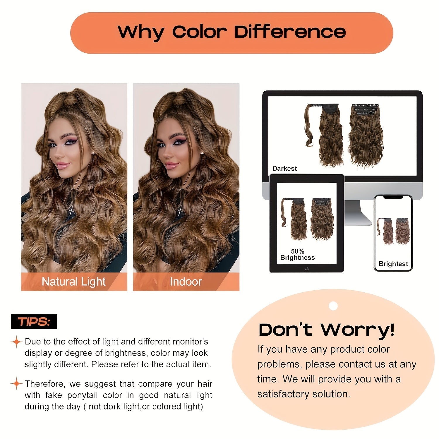 4pcs 40.64cm Half Up Half Down Ponytail Extension Set, Long Wavy Clip in Hair Extensions 3 Styles in 1 Tangle-Resistant Natural Soft Thick Fake Wrap Around Ponytail Synthetic Hairpiece