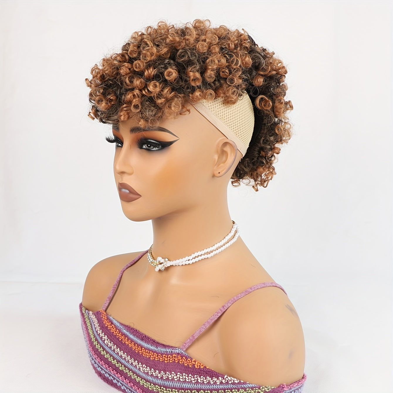 Afro High Puff Hair Bun Ponytail Drawstring With Bangs Synthetic Jerry Curly Mohawk Kinky Curly Fauxhawks Pony Tail Clip In On Ponytails For Women Hair Extensions With Six Clips