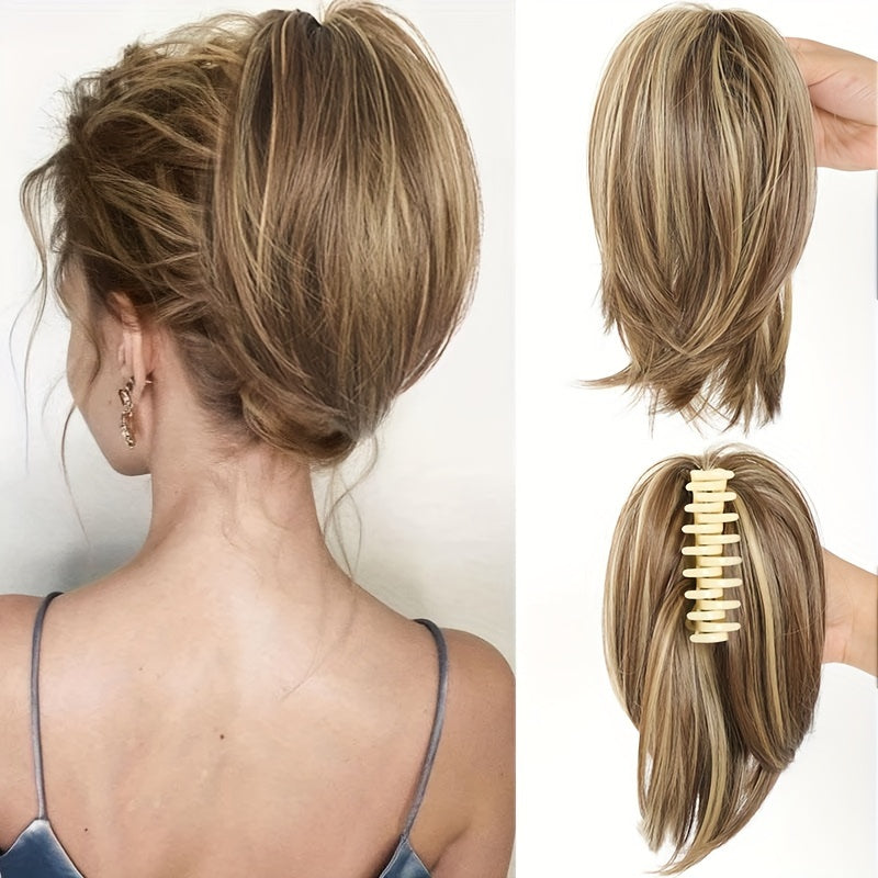 Chic Claw-Clip Ponytail Extension for Women - Straight Synthetic Hair, Versatile & Easy to Style