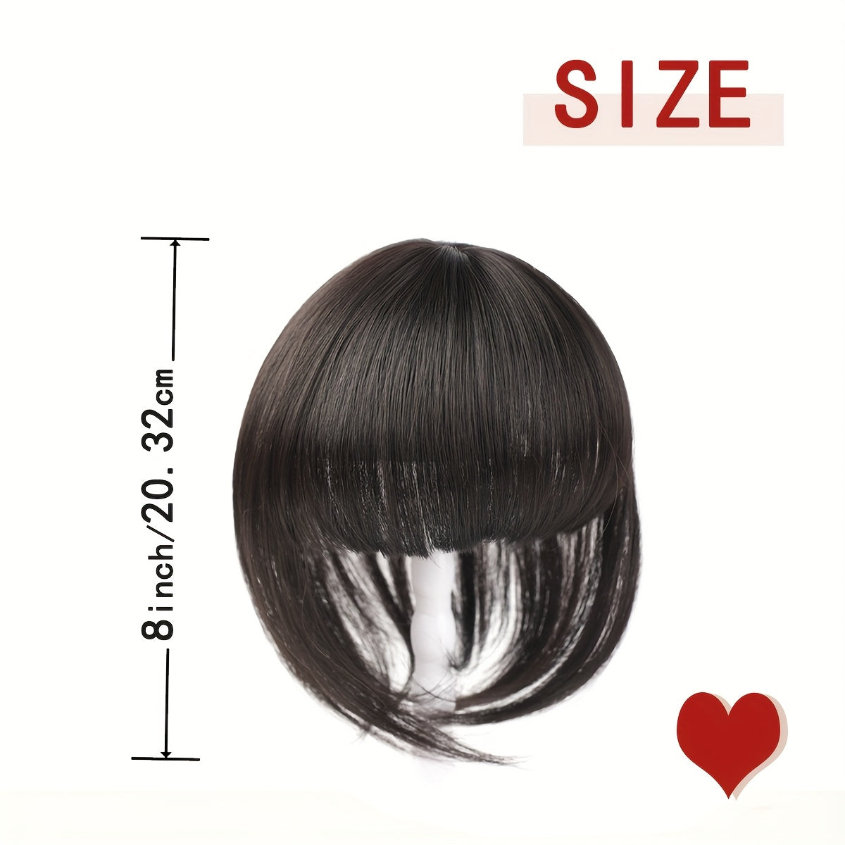 8-Inch Elegant Women'S Topper with 3D Bangs - Heat-Resistant Synthetic Fiber, French Air Bangs Style, Perfect for All Skin Tones, Straight Hair, Hair Extensions, Wigs & Accessories