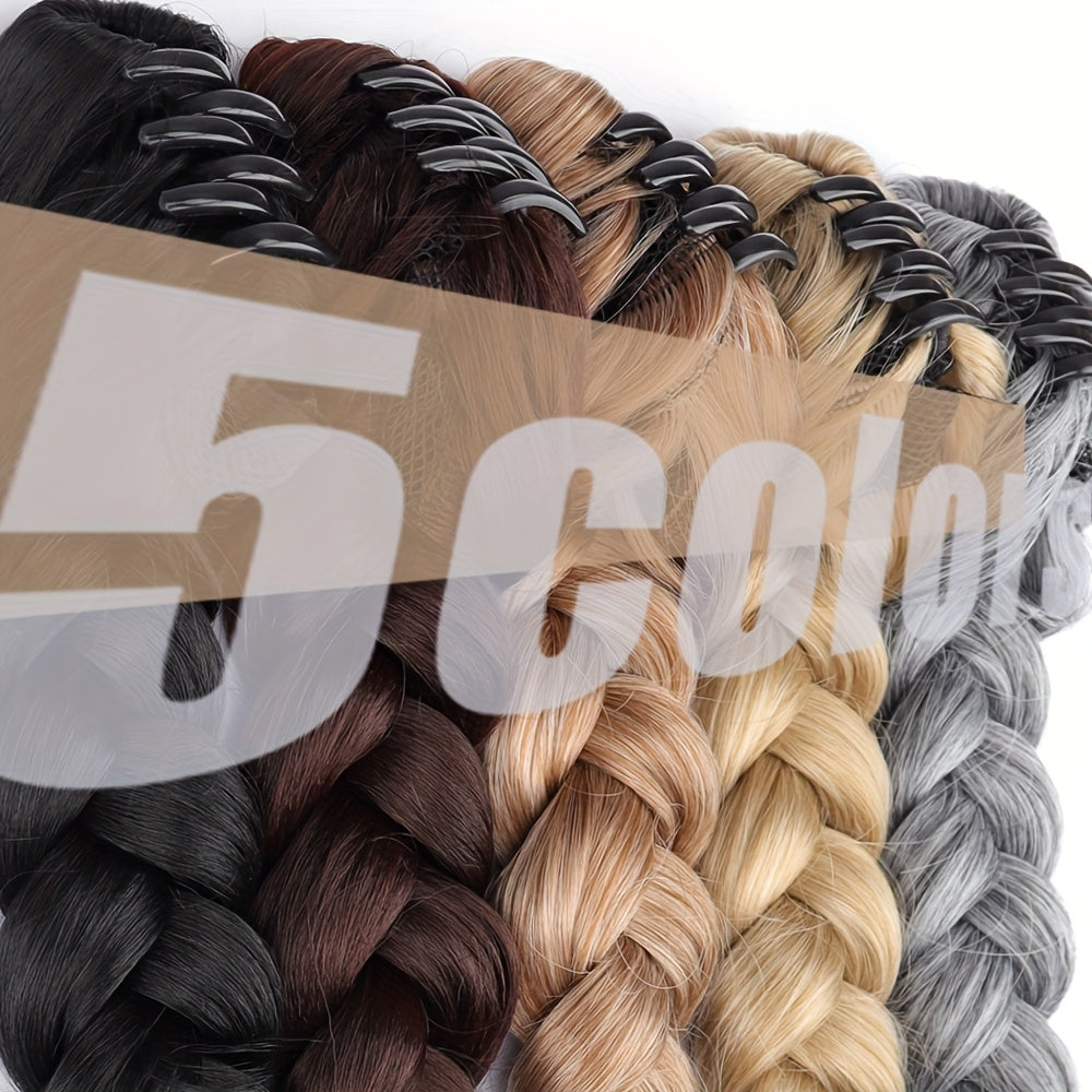 Claw Clip Braided Ponytail Extension for Women - Synthetic Straight Hair, Adds Volume & Style, Easy to Use, Perfect for Everyday Hairstyles