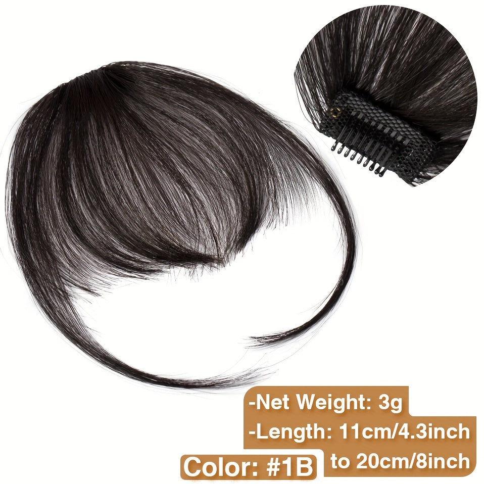 1pc Real Human Hair Clip-In Bangs Hair Extensions Straight Wispy Bangs with Temples, Air Fringe & Smooth Natural Look for Women, Easy Clip-In Daily Wear Hairpiece, Elegant Hair Accessories for Festival Wedding Birthday Party Secure Clip Attachments
