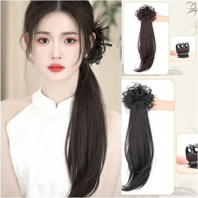 Elegant Deep Wave Ponytail Extension for Women - Natural-Looking Synthetic Hair, Claw Clip In, Versatile for All Occasions