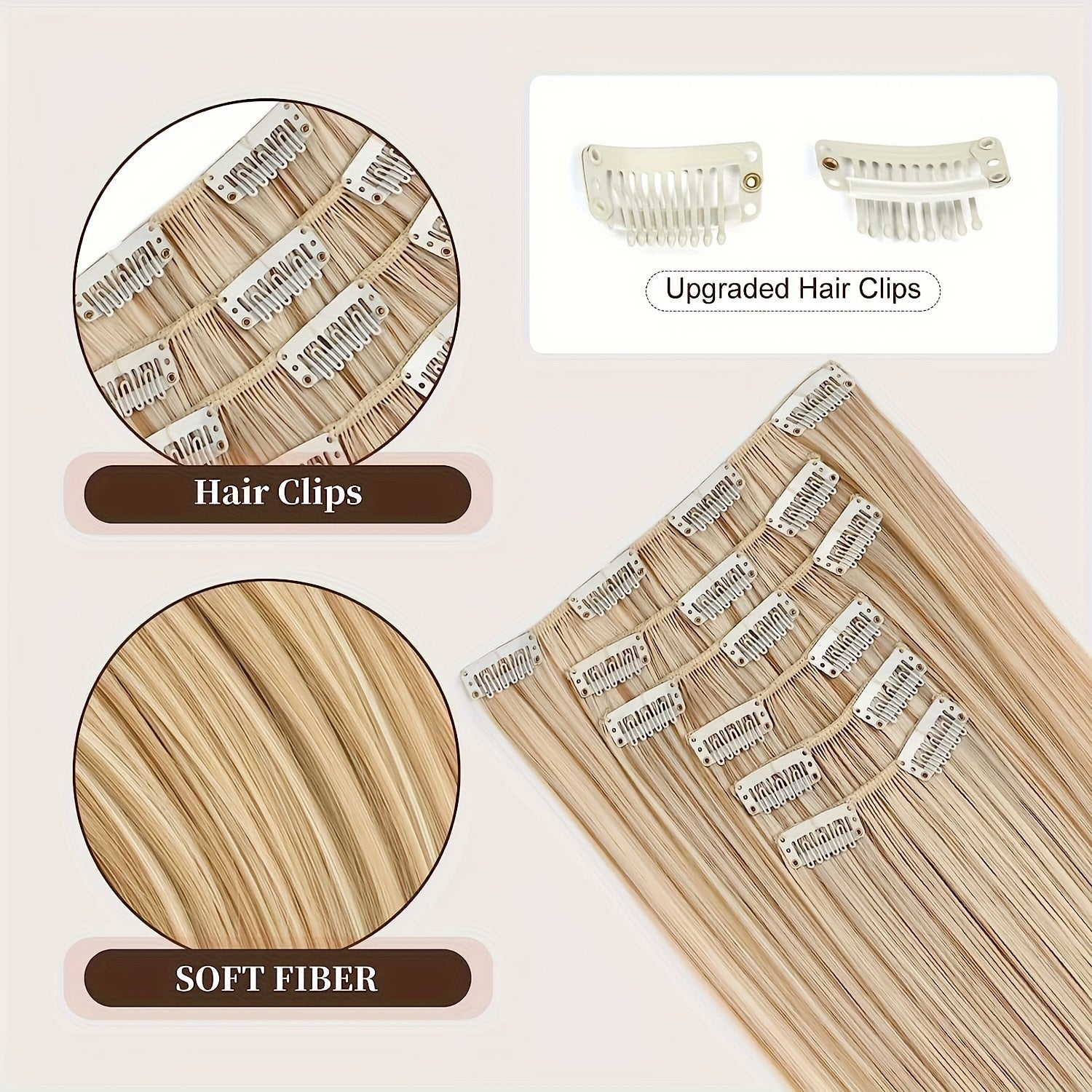 24-Inch Long Straight Hair Extensions for Women - Soft, High-Temperature Fiber, Easy to Style, Natural Look & Feel