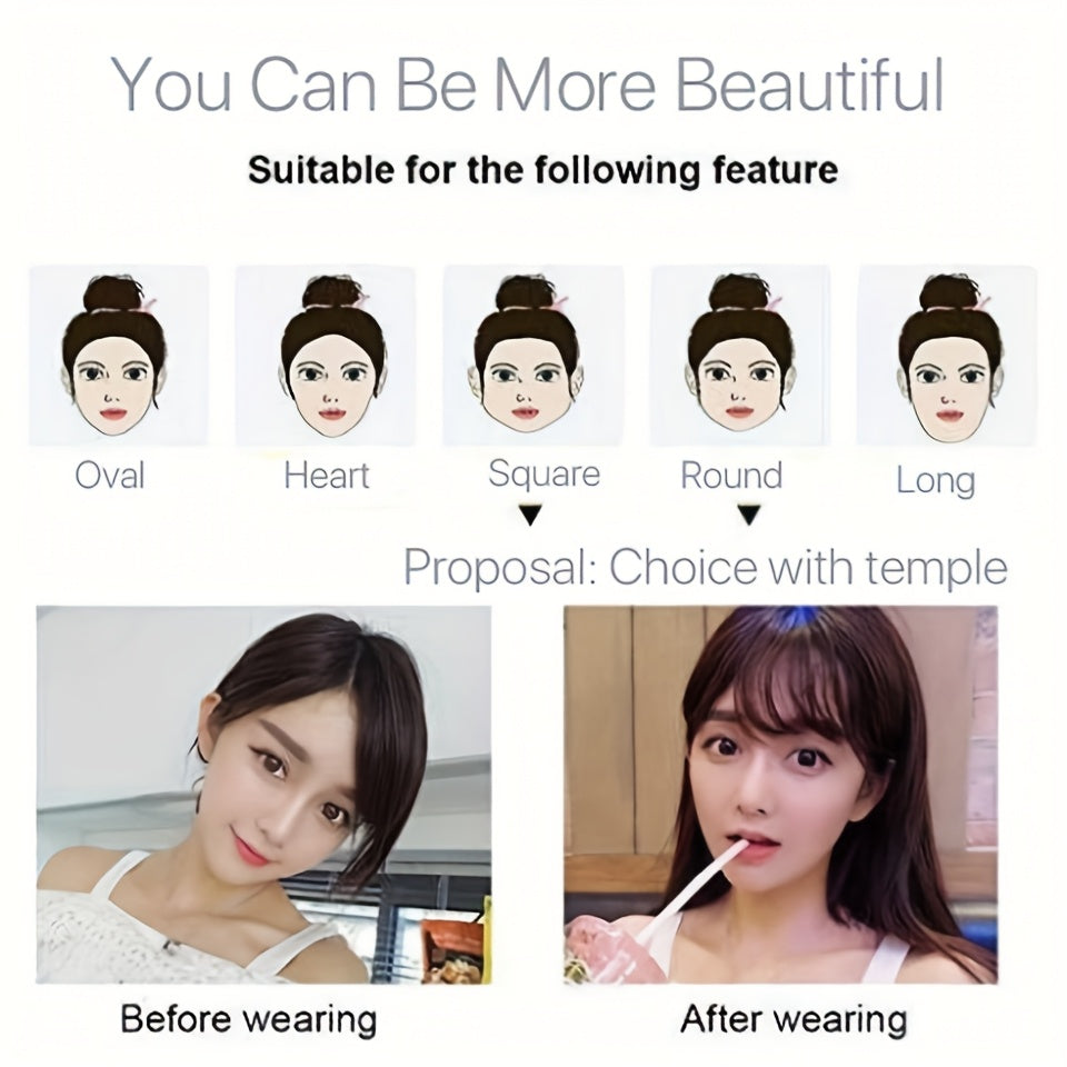 1pc Real Human Hair Clip-In Bangs Hair Extensions Straight Wispy Bangs with Temples, Air Fringe & Smooth Natural Look for Women, Easy Clip-In Daily Wear Hairpiece, Elegant Hair Accessories for Festival Wedding Birthday Party Secure Clip Attachments