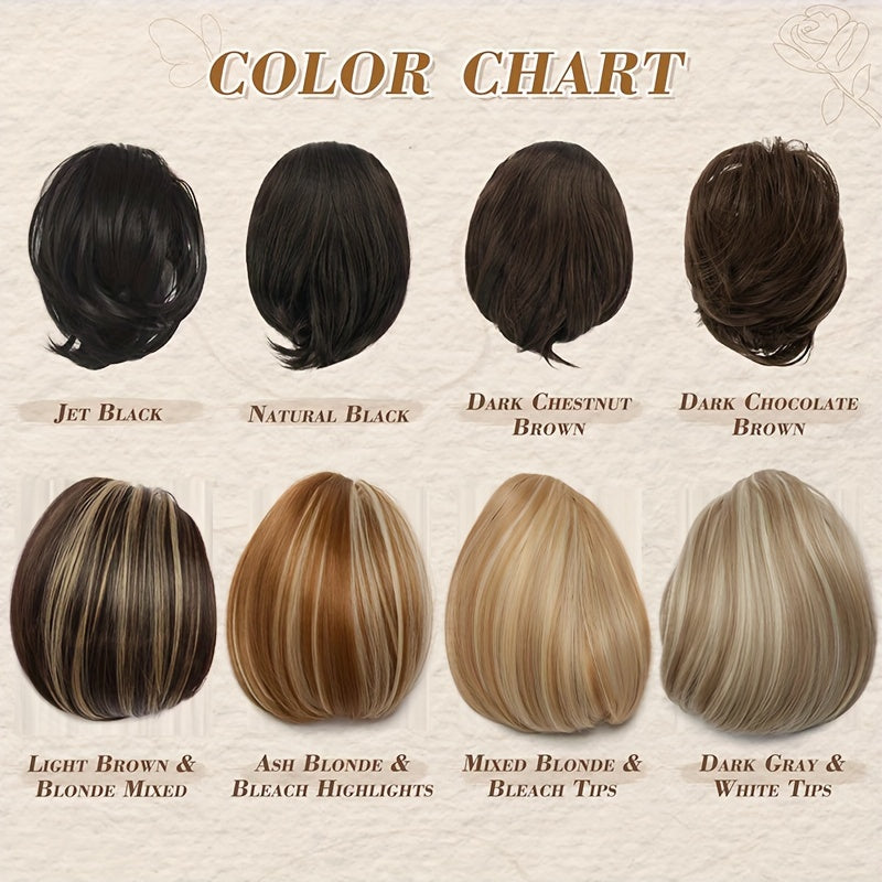 Short Ponytail Extension Clip On Pony Tails Hair Extensions For Women Girls Synthetic Highlight Soft Fully Natural Straight Bun Hair Piece Fake Ponytails Hepburn Hairpiece Long Fluffy Chignon Elegant Daily Halloween Use
