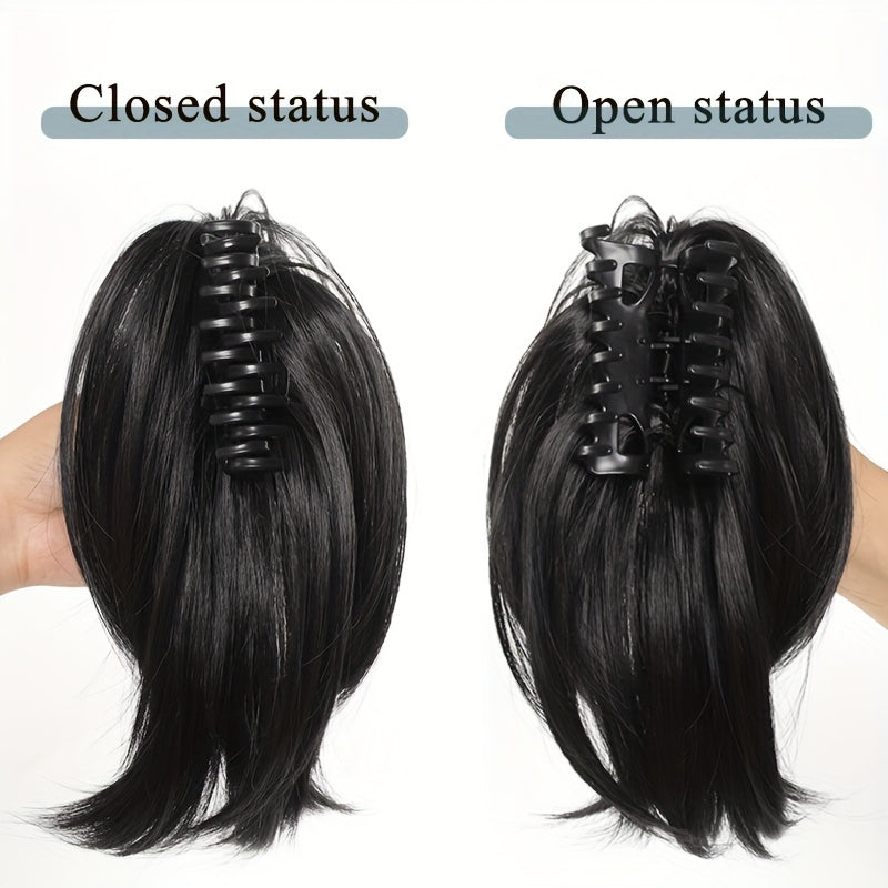 Chic Claw-Clip Ponytail Extension for Women - Straight Synthetic Hair, Versatile & Easy to Style