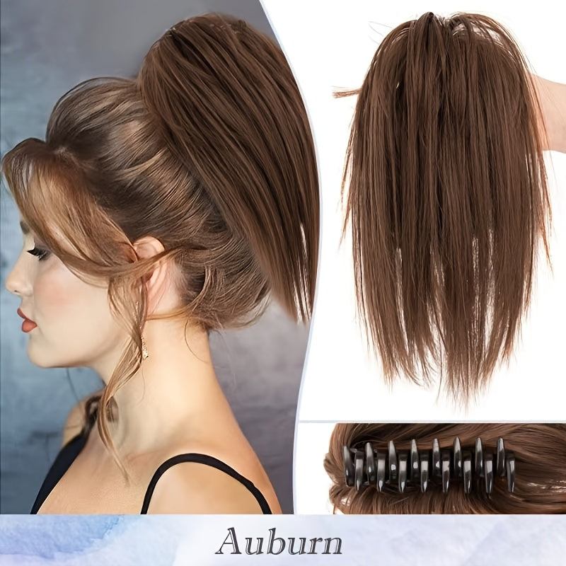 Elegant Claw-In Ponytail Extension for Women - Tousled Updo Style in Black, Brown & Blonde Highlights | Heat-Resistant Synthetic Hair | Perfect for Daily Wear, Parties & Gifts, Ponytail Hair Extensions