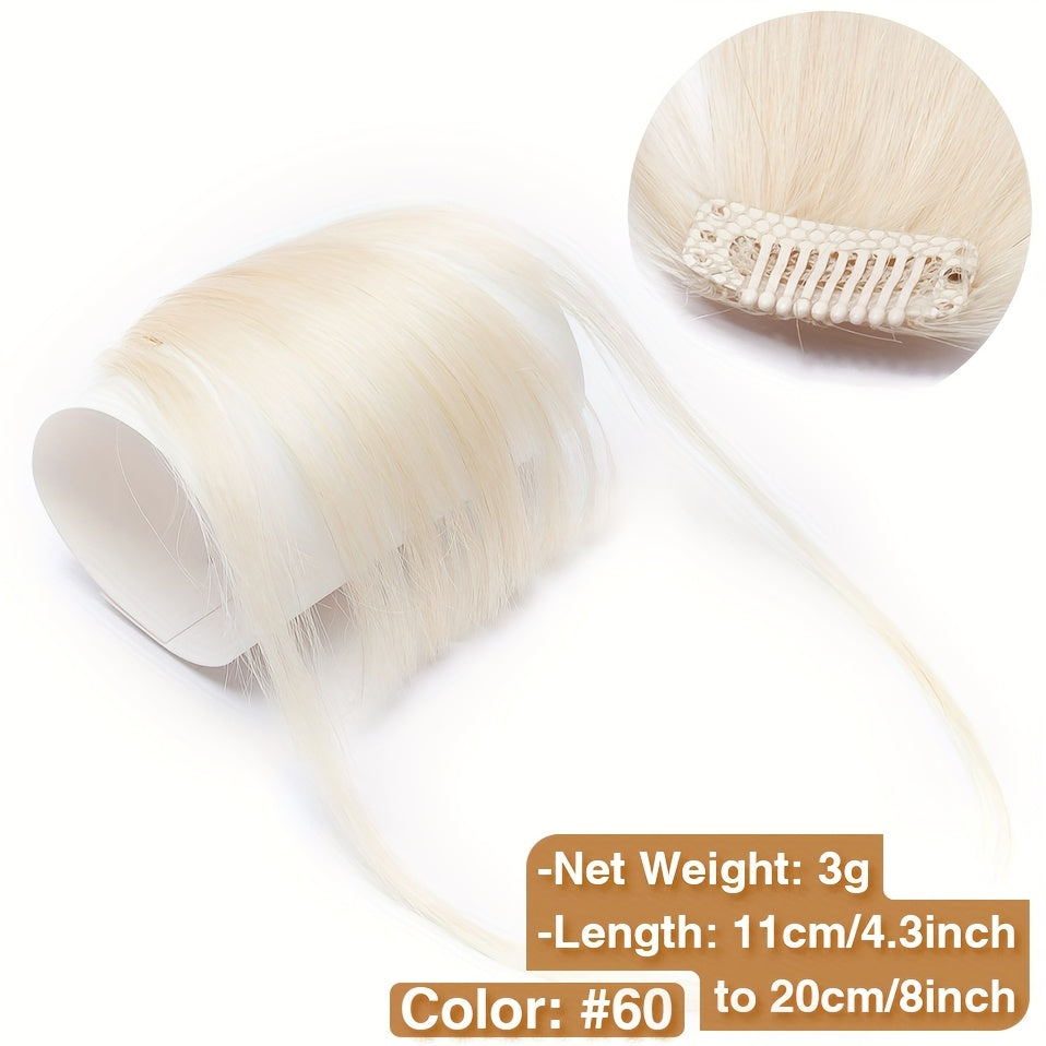 1pc Real Human Hair Clip-In Bangs Hair Extensions Straight Wispy Bangs with Temples, Air Fringe & Smooth Natural Look for Women, Easy Clip-In Daily Wear Hairpiece, Elegant Hair Accessories for Festival Wedding Birthday Party Secure Clip Attachments