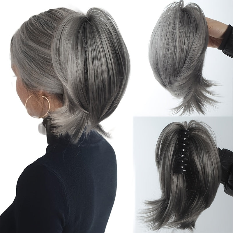 Chic Claw-Clip Ponytail Extension for Women - Straight Synthetic Hair, Versatile & Easy to Style