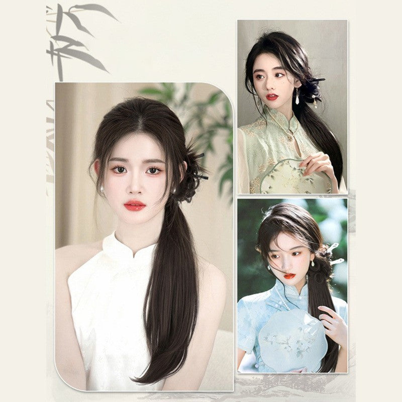 Elegant Deep Wave Ponytail Extension for Women - Natural-Looking Synthetic Hair, Claw Clip In, Versatile for All Occasions