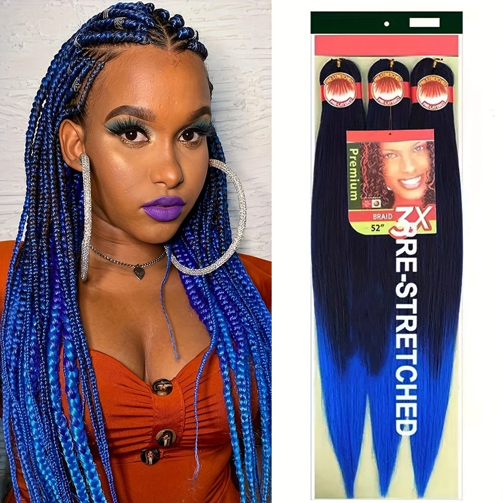 3x Stretch Kanekalon Hair Extensions - 66.04 cm Pre-Stretched Braiding Hair, Natural Black, Heat Resistant, Easy to Style, Perfect for Everyday & Special Occasions, Versatile Hairpiece, Sleek Hairpiece, Heatresistant Hair