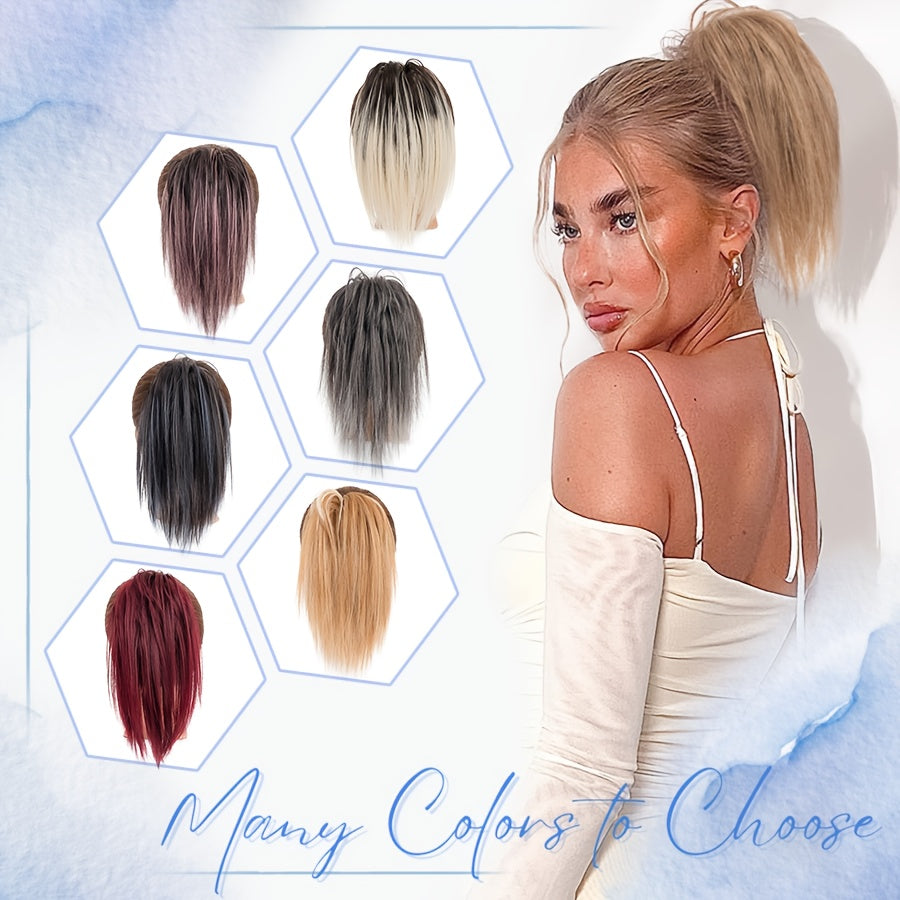 Elegant Claw-In Ponytail Extension for Women - Tousled Updo Style in Black, Brown & Blonde Highlights | Heat-Resistant Synthetic Hair | Perfect for Daily Wear, Parties & Gifts, Ponytail Hair Extensions