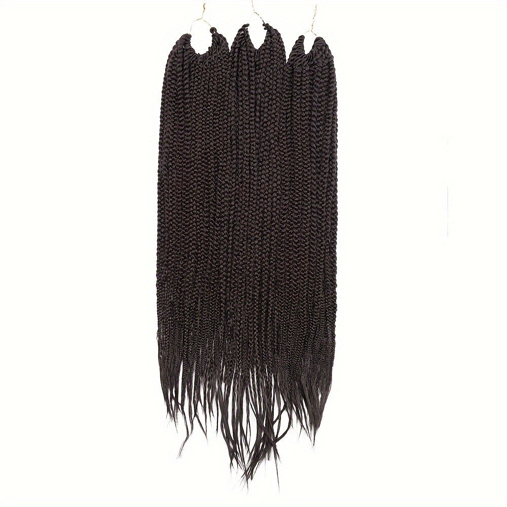 3pcs Premium Synthetic Crochet Box Braids, 60.96 cm Pre-Looped for Easy Installation - Knotless Box Braided Hair Extensions in Black, Brown, and Blue Gradient for Women, Easy Install Braids|Gradient Box Braids|Natural Look Braids, Crochet Braids