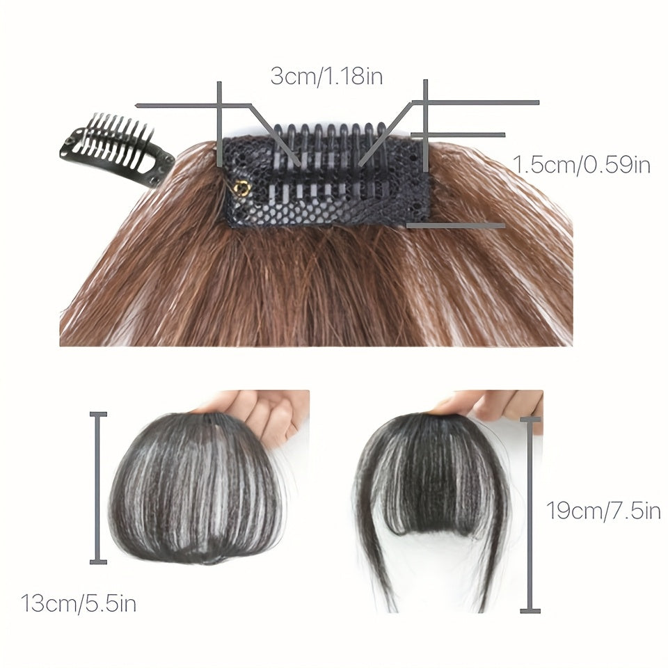 1pc Real Human Hair Clip-In Bangs Hair Extensions Straight Wispy Bangs with Temples, Air Fringe & Smooth Natural Look for Women, Easy Clip-In Daily Wear Hairpiece, Elegant Hair Accessories for Festival Wedding Birthday Party Secure Clip Attachments