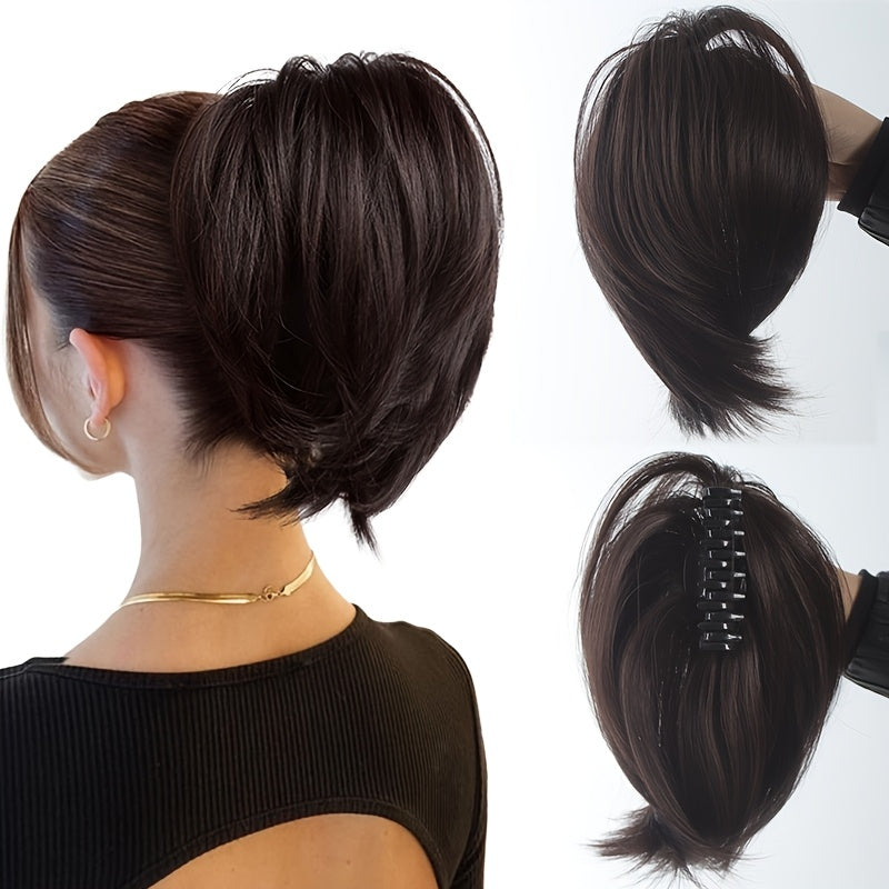 Chic Claw-Clip Ponytail Extension for Women - Straight Synthetic Hair, Versatile & Easy to Style