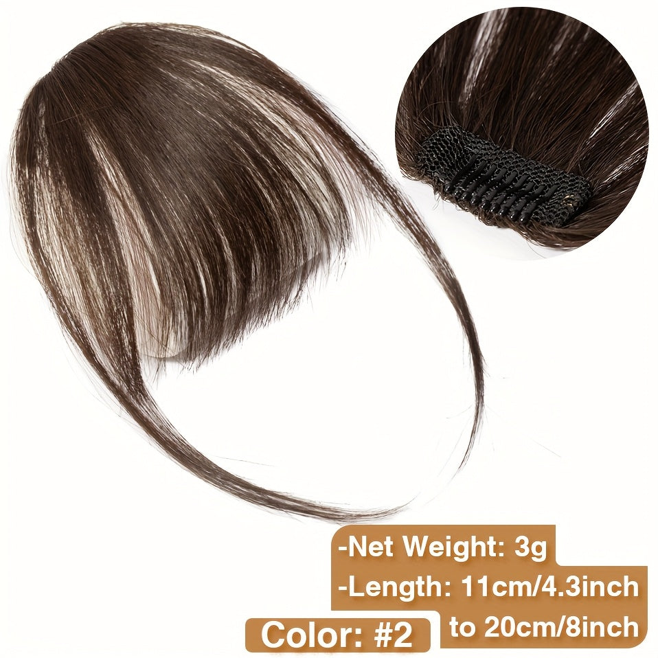 1pc Real Human Hair Clip-In Bangs Hair Extensions Straight Wispy Bangs with Temples, Air Fringe & Smooth Natural Look for Women, Easy Clip-In Daily Wear Hairpiece, Elegant Hair Accessories for Festival Wedding Birthday Party Secure Clip Attachments