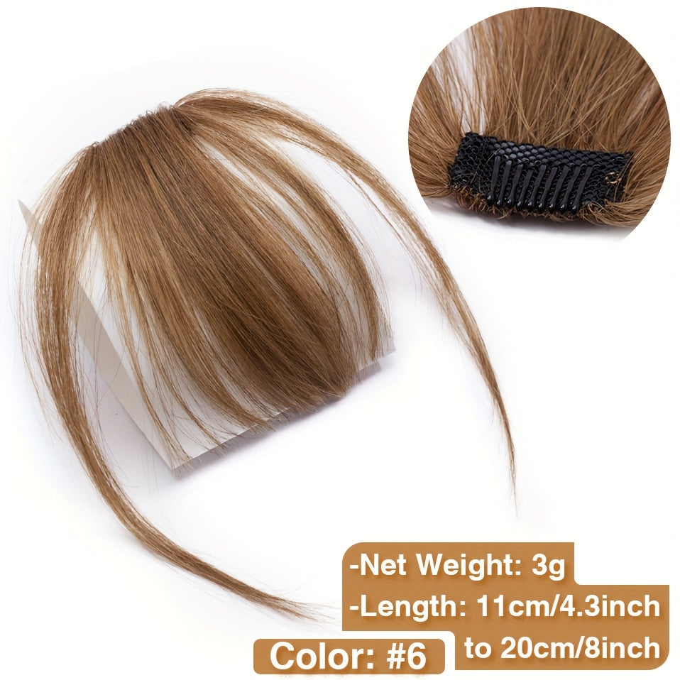 1pc Real Human Hair Clip-In Bangs Hair Extensions Straight Wispy Bangs with Temples, Air Fringe & Smooth Natural Look for Women, Easy Clip-In Daily Wear Hairpiece, Elegant Hair Accessories for Festival Wedding Birthday Party Secure Clip Attachments