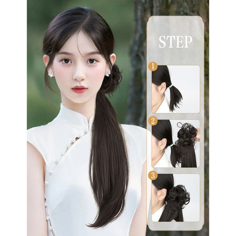 Elegant Deep Wave Ponytail Extension for Women - Natural-Looking Synthetic Hair, Claw Clip In, Versatile for All Occasions