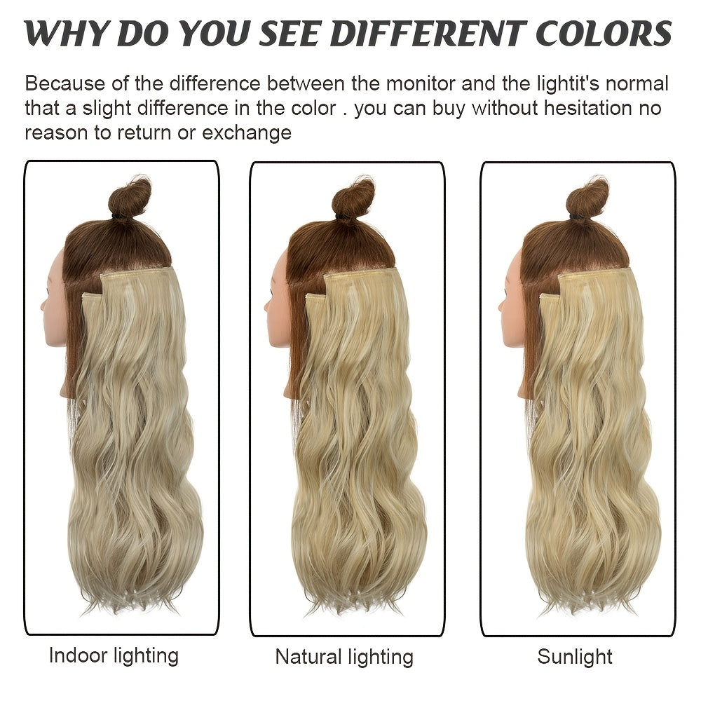 4pieces/Set Long Wavy Full Head Clip In Hair Extensions 22inch/55cm Soft Hairpieces Curly Thick Silk Fiber Double Weft Hairpiece Top Synthetic Hair Highlight Black Brown Blonde For Women Party Cosplay Christmas Halloween Dating Daily Use