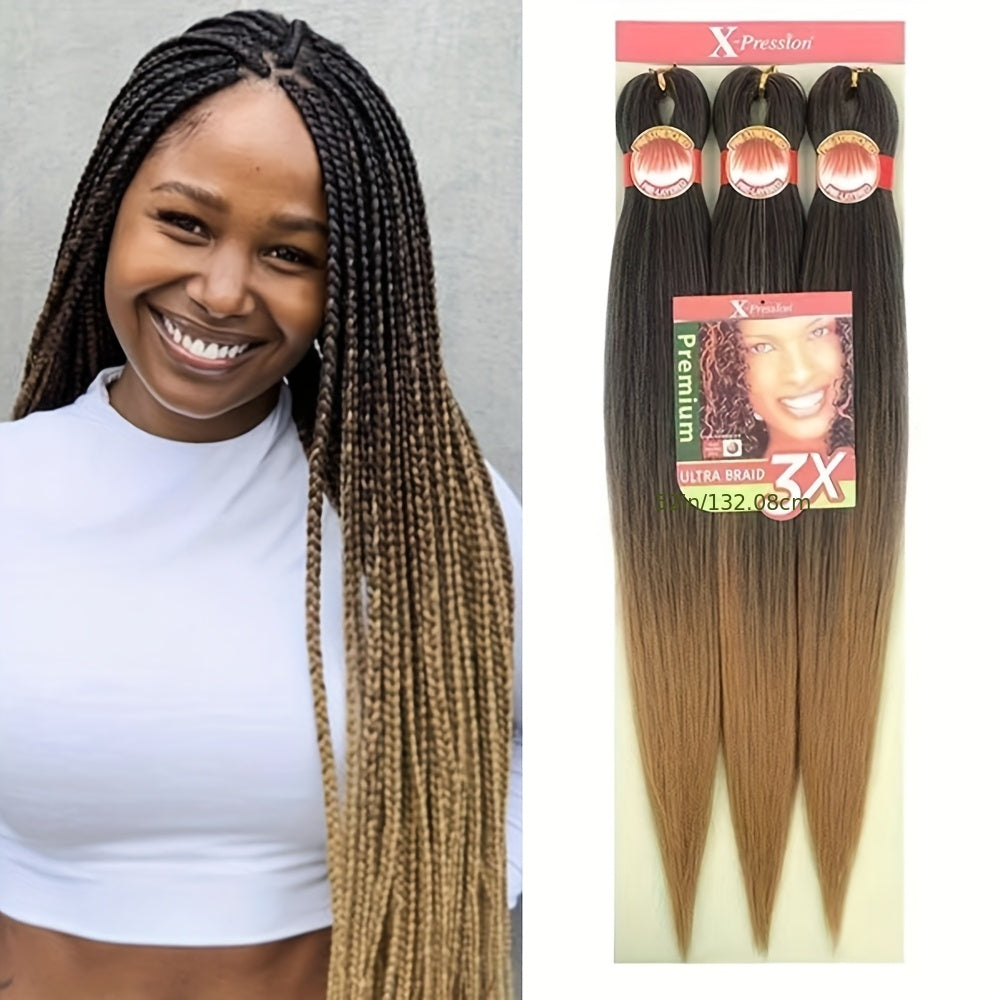3x Stretch Kanekalon Hair Extensions - 66.04 cm Pre-Stretched Braiding Hair, Natural Black, Heat Resistant, Easy to Style, Perfect for Everyday & Special Occasions, Versatile Hairpiece, Sleek Hairpiece, Heatresistant Hair