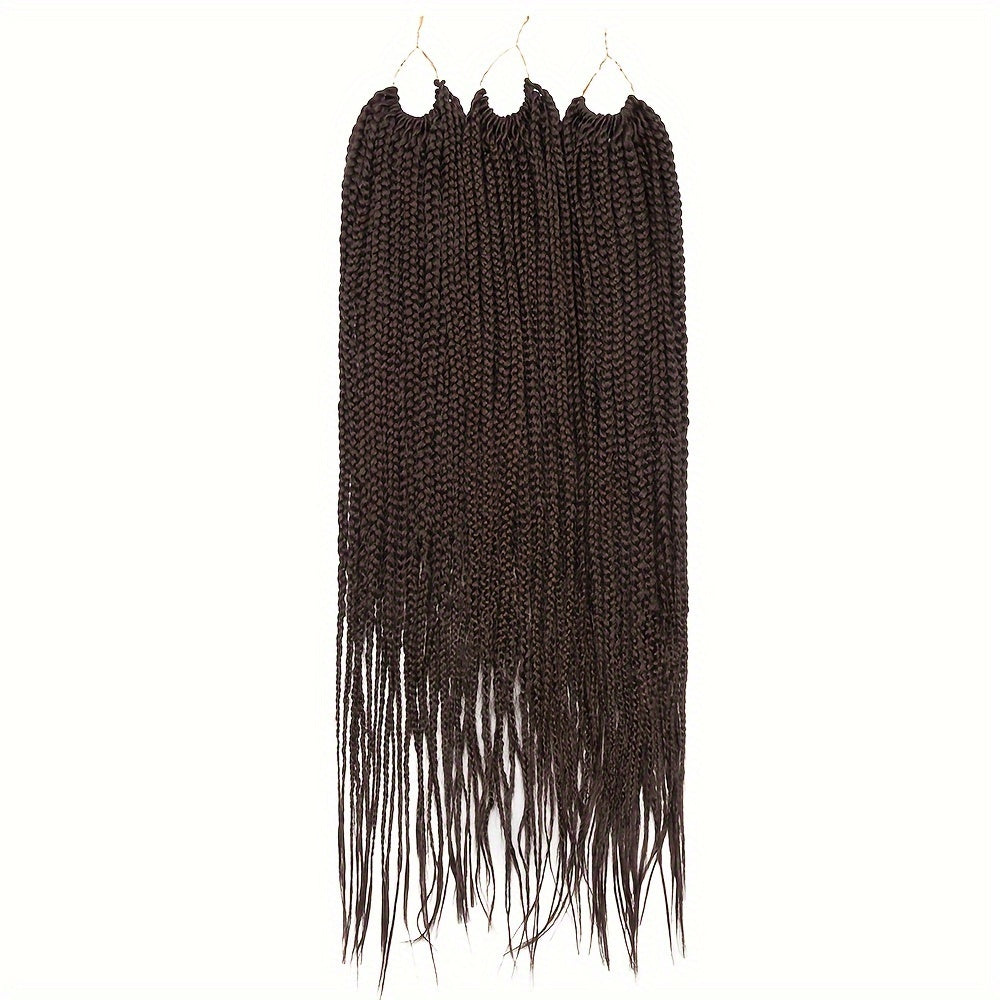3pcs Premium Synthetic Crochet Box Braids, 60.96 cm Pre-Looped for Easy Installation - Knotless Box Braided Hair Extensions in Black, Brown, and Blue Gradient for Women, Easy Install Braids|Gradient Box Braids|Natural Look Braids, Crochet Braids