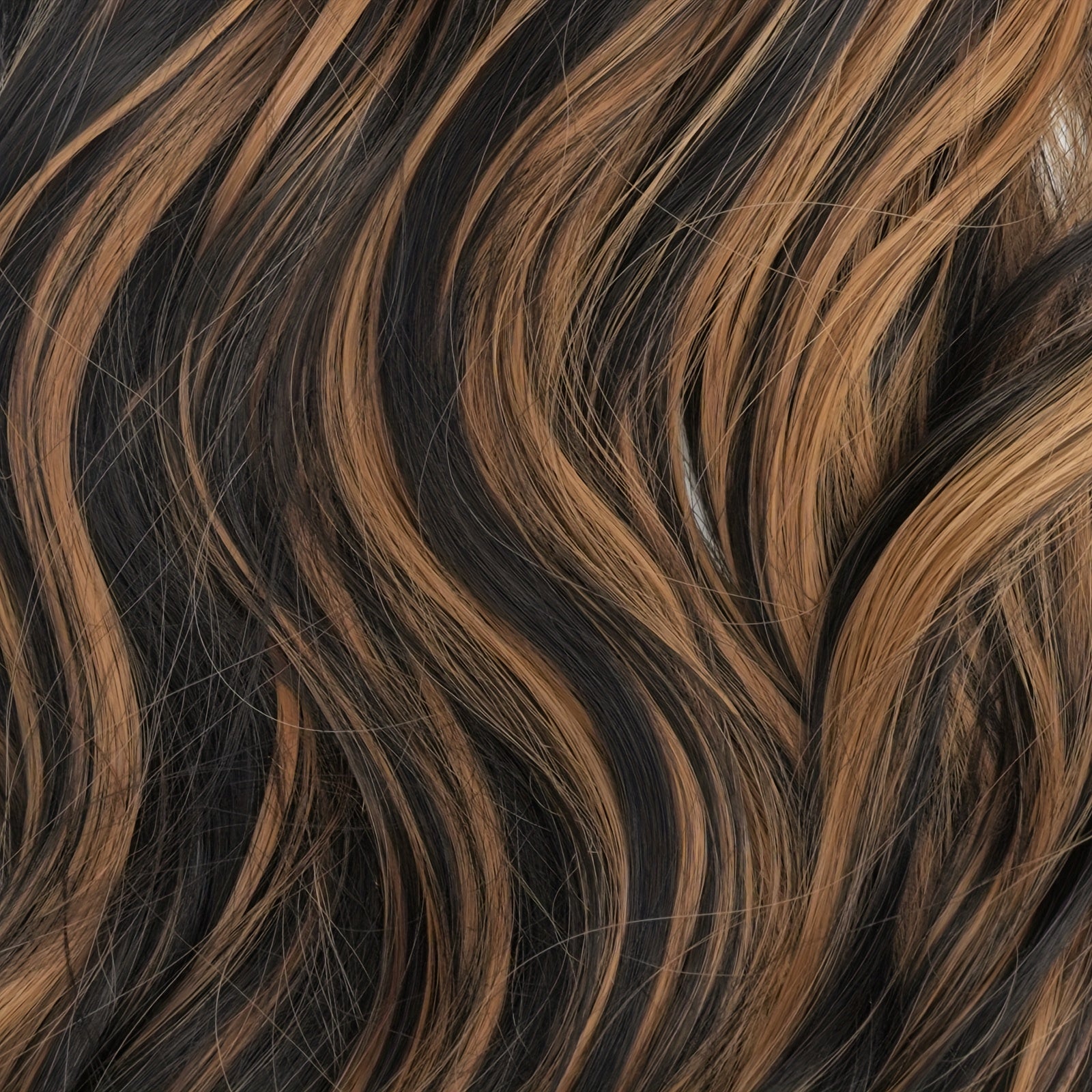 4pcs NEVERLAND Clip-In Hair Extensions 50.8 cm Long Wavy Dark Brown with Golden Highlights - Thick Heat-Resistant Synthetic Hairpieces with 2 BB Clips & Storage Bag for Women, All Ethnicities