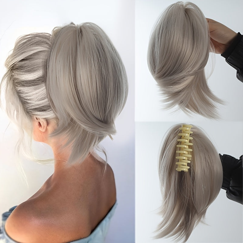 Chic Claw-Clip Ponytail Extension for Women - Straight Synthetic Hair, Versatile & Easy to Style