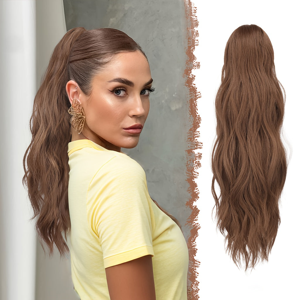 FESHFEN Ponytail Extensions, Long Claw Clip In Ponytail Hairpiece Synthetic Pony Tails Hair Piece Ponytail With Claw Clip Natural Wavy Hairpieces For Women, 50.8 cm