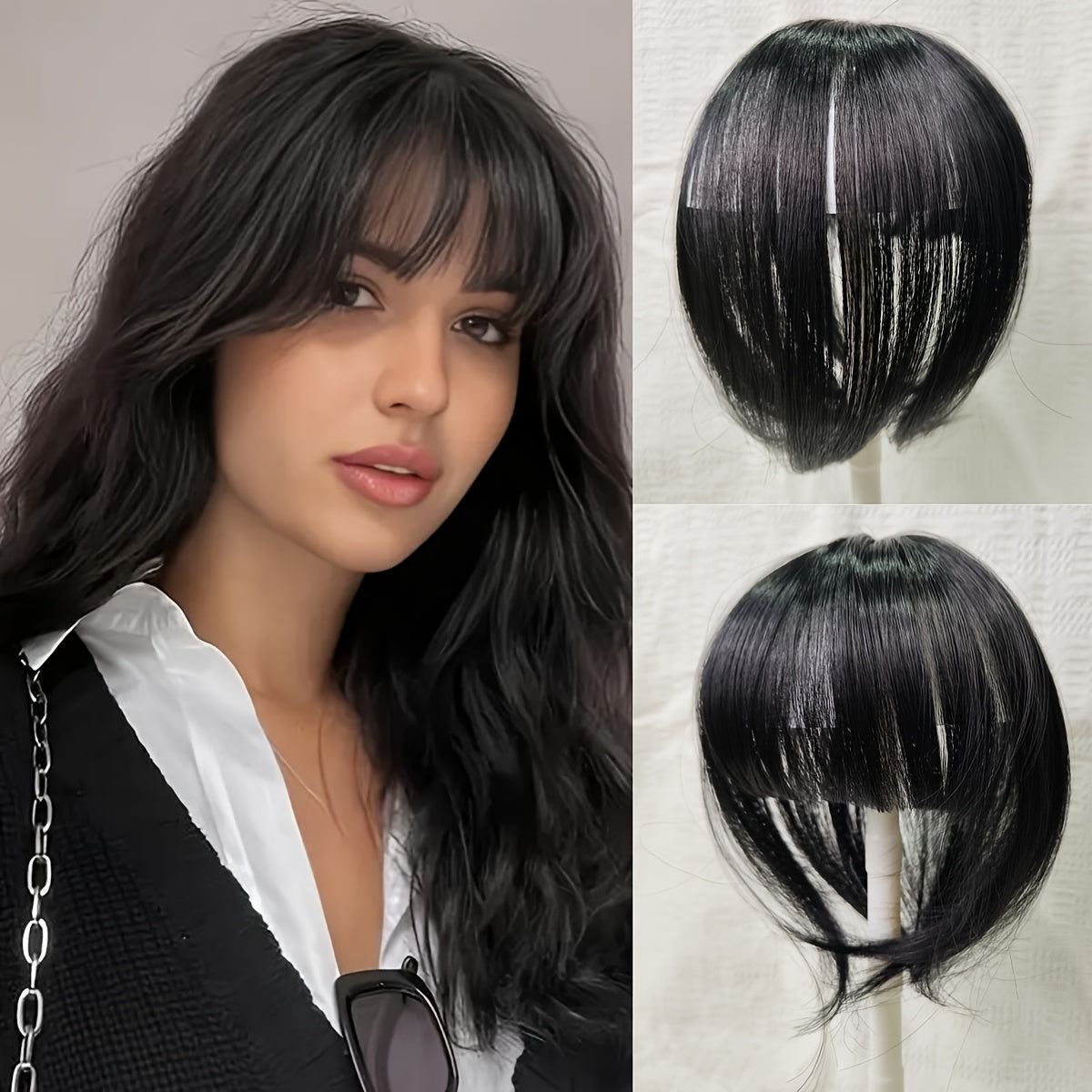 Instant 360° Straight Synthetic Hair Clip-In Bangs Toppers - Easy to Use, Suitable for All Hair Types, Natural Looking Hair Extensions for Women(15 Different Colors\30G)