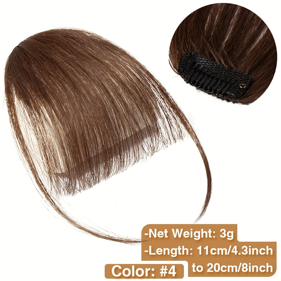 1pc Real Human Hair Clip-In Bangs Hair Extensions Straight Wispy Bangs with Temples, Air Fringe & Smooth Natural Look for Women, Easy Clip-In Daily Wear Hairpiece, Elegant Hair Accessories for Festival Wedding Birthday Party Secure Clip Attachments