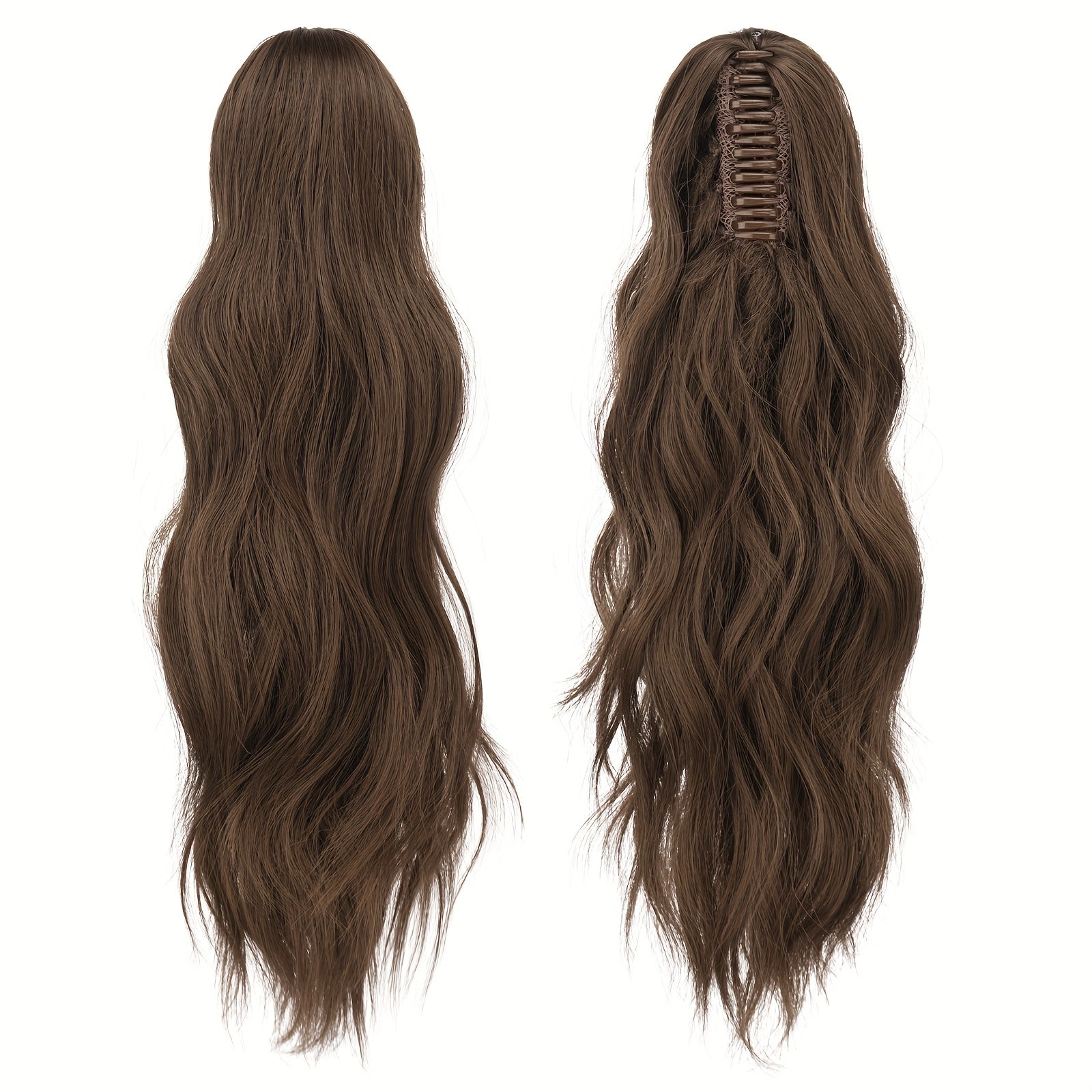 FESHFEN Ponytail Extensions, Long Claw Clip In Ponytail Hairpiece Synthetic Pony Tails Hair Piece Ponytail With Claw Clip Natural Wavy Hairpieces For Women, 50.8 cm