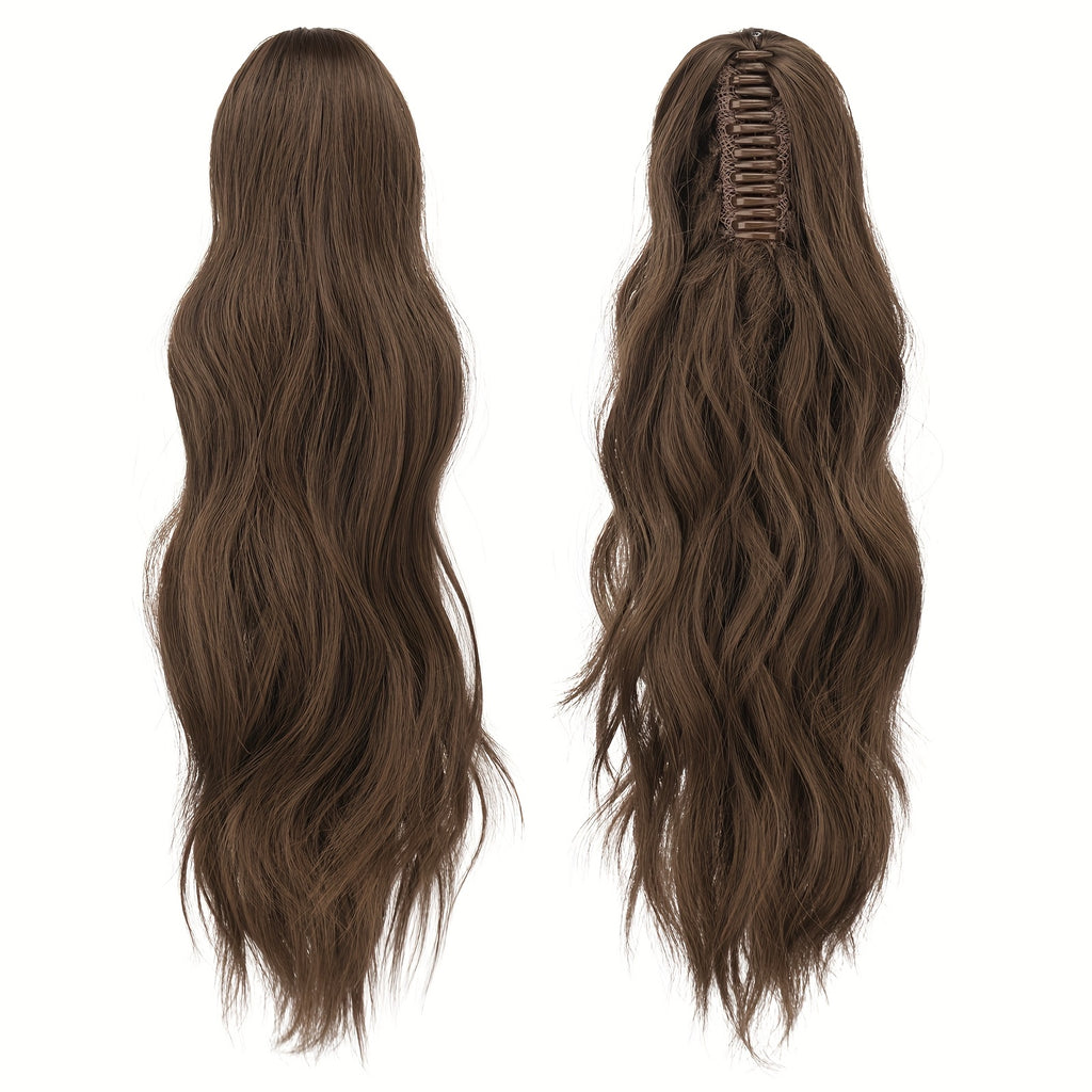 FESHFEN Ponytail Extensions, Long Claw Clip In Ponytail Hairpiece Synthetic Pony Tails Hair Piece Ponytail With Claw Clip Natural Wavy Hairpieces For Women, 50.8 cm