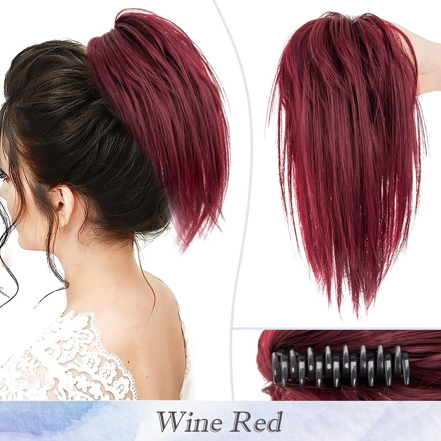 Elegant Claw-In Ponytail Extension for Women - Tousled Updo Style in Black, Brown & Blonde Highlights | Heat-Resistant Synthetic Hair | Perfect for Daily Wear, Parties & Gifts, Ponytail Hair Extensions