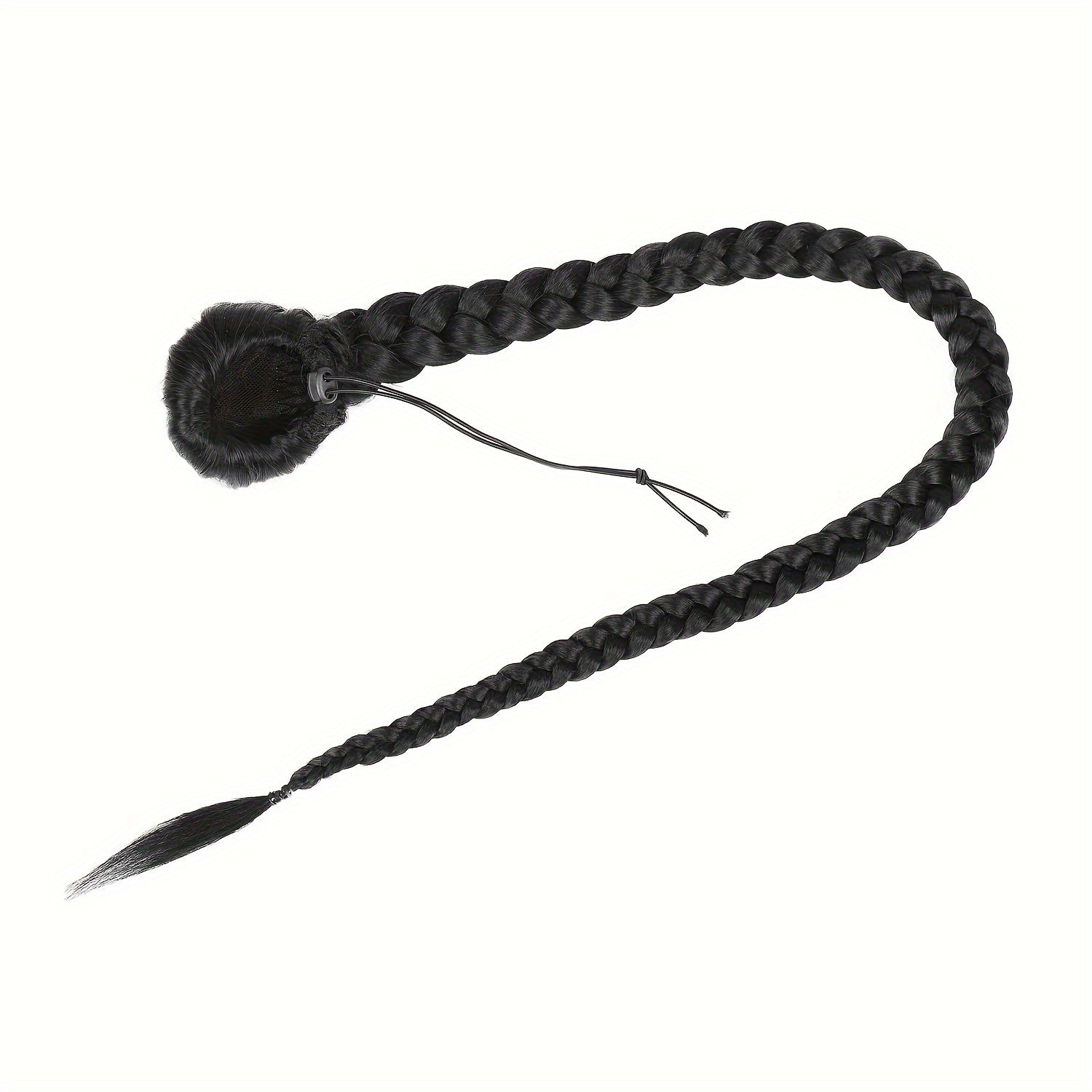 34-Inch Long Black Hair Extensions - Drawstring Ponytail with Braided Detail, High-Temperature Fiber, Perfect for Women & Girls, Stylish Hair Addition|Sleek Ponytail|Highquality Hair Extensions, Hair Accessories