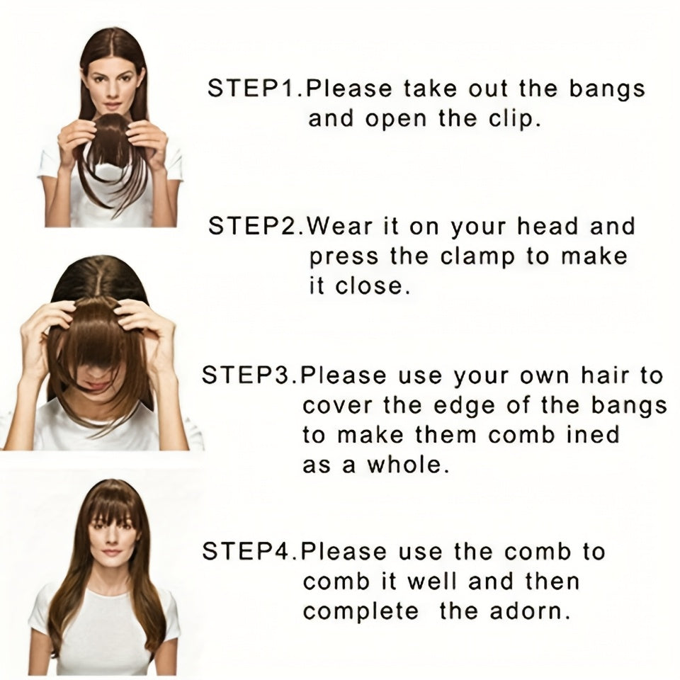 1pc Real Human Hair Clip-In Bangs Hair Extensions Straight Wispy Bangs with Temples, Air Fringe & Smooth Natural Look for Women, Easy Clip-In Daily Wear Hairpiece, Elegant Hair Accessories for Festival Wedding Birthday Party Secure Clip Attachments