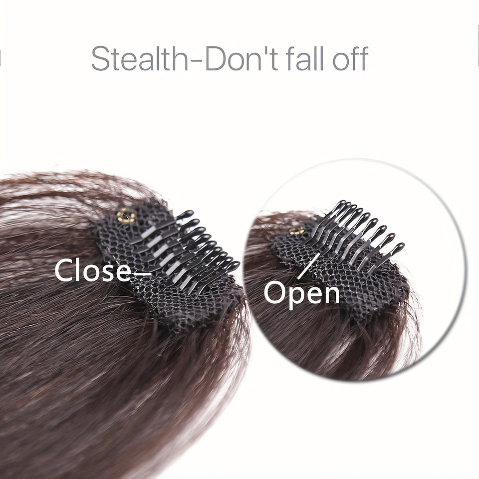 1pc Real Human Hair Clip-In Bangs Hair Extensions Straight Wispy Bangs with Temples, Air Fringe & Smooth Natural Look for Women, Easy Clip-In Daily Wear Hairpiece, Elegant Hair Accessories for Festival Wedding Birthday Party Secure Clip Attachments