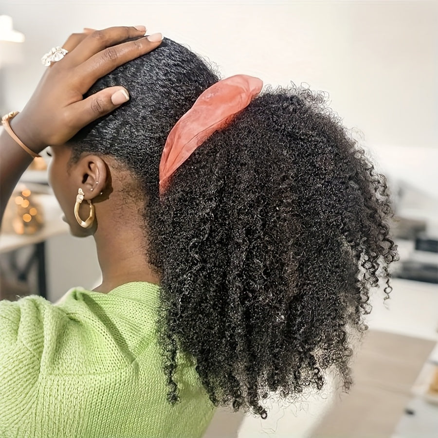 BELLE SHOW 35.56cm Afro Kinky Curly Ponytail Extension with Clips - Synthetic Hair Drawstring Ponytail for Women, Black | Secure Hold, Natural Look, Versatile Styling for All Ethnicities, Ponytail Hair Clip