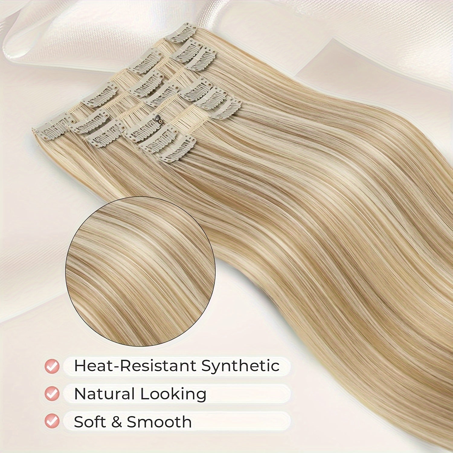 24-Inch Long Straight Hair Extensions for Women - Soft, High-Temperature Fiber, Easy to Style, Natural Look & Feel
