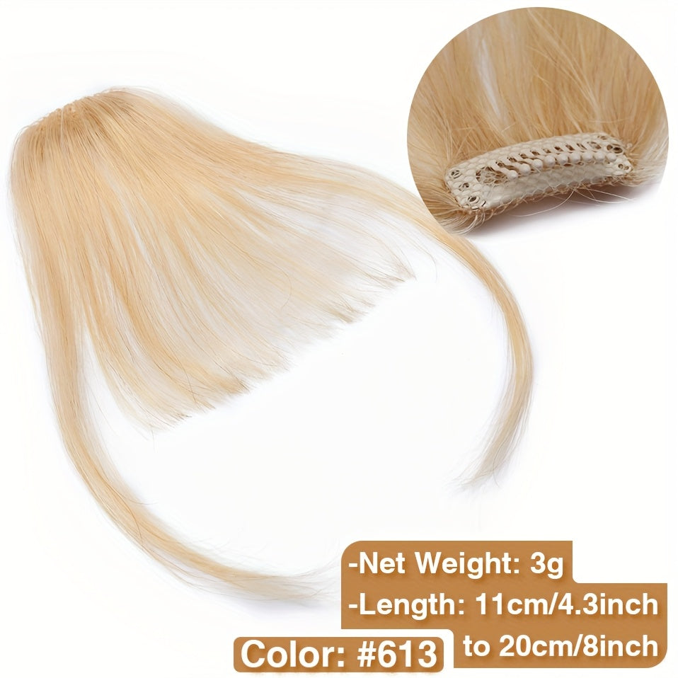 1pc Real Human Hair Clip-In Bangs Hair Extensions Straight Wispy Bangs with Temples, Air Fringe & Smooth Natural Look for Women, Easy Clip-In Daily Wear Hairpiece, Elegant Hair Accessories for Festival Wedding Birthday Party Secure Clip Attachments