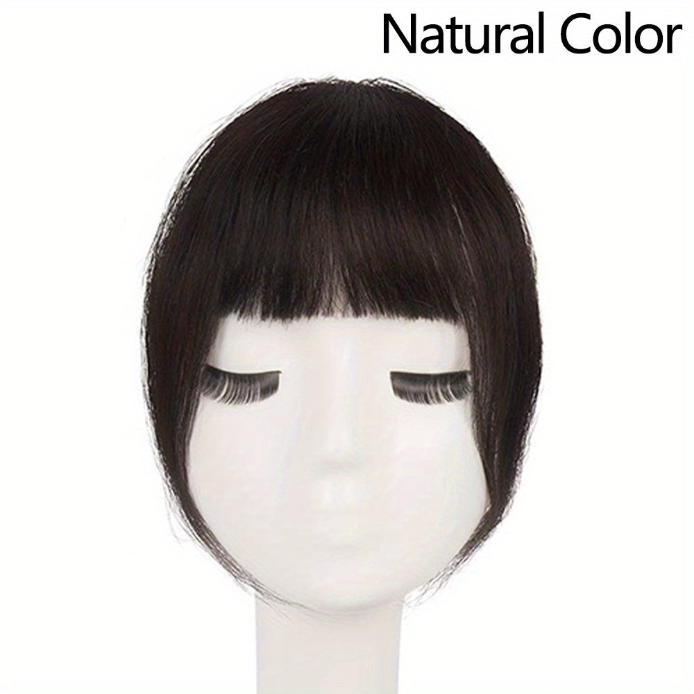 Clip-In Bangs Real Human Hair Extensions with Fringe & Temples - Natural Curved Straight Hairpieces for Women, Easy to Style Daily Wear, Adds Volume & Dimension, Versatile Hairpiece, Elegant Hairpiece, Secure Clip Attachments
