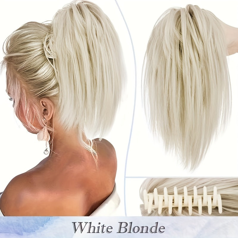 Elegant Claw-In Ponytail Extension for Women - Tousled Updo Style in Black, Brown & Blonde Highlights | Heat-Resistant Synthetic Hair | Perfect for Daily Wear, Parties & Gifts, Ponytail Hair Extensions