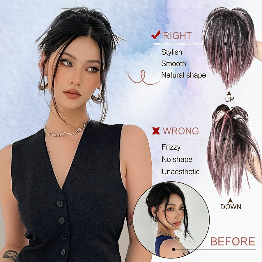 Elegant Claw-In Ponytail Extension for Women - Tousled Updo Style in Black, Brown & Blonde Highlights | Heat-Resistant Synthetic Hair | Perfect for Daily Wear, Parties & Gifts, Ponytail Hair Extensions