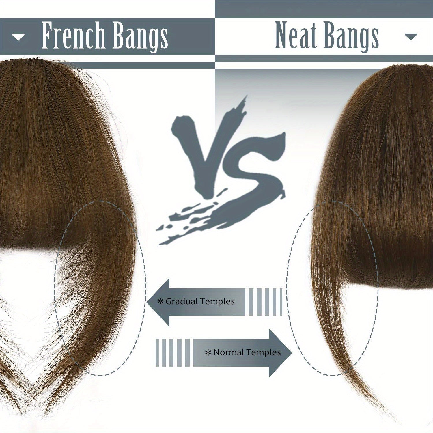 Clip-In Bangs Real Human Hair Extensions with Fringe & Temples - Natural Curved Straight Hairpieces for Women, Easy to Style Daily Wear, Adds Volume & Dimension, Versatile Hairpiece, Elegant Hairpiece, Secure Clip Attachments