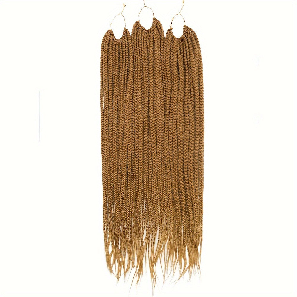 3pcs Premium Synthetic Crochet Box Braids, 60.96 cm Pre-Looped for Easy Installation - Knotless Box Braided Hair Extensions in Black, Brown, and Blue Gradient for Women, Easy Install Braids|Gradient Box Braids|Natural Look Braids, Crochet Braids