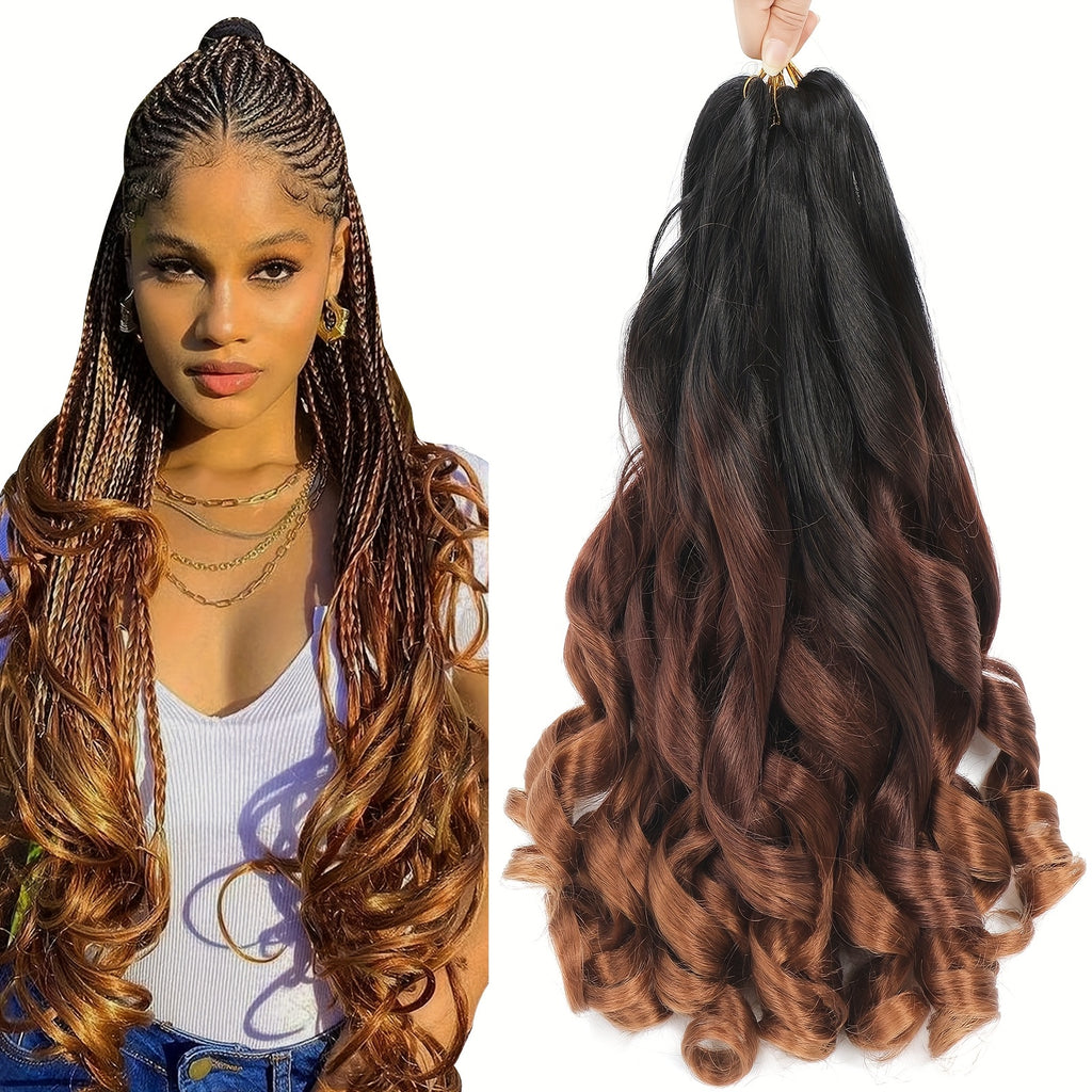 7 Packs French Curl Braiding Hair - 40.64 cm Curly Braiding Hair French Curls Braiding Hair Extensions For Black Women (40.64 cm (7Packs), 1B/Bug, 1B/33/30)