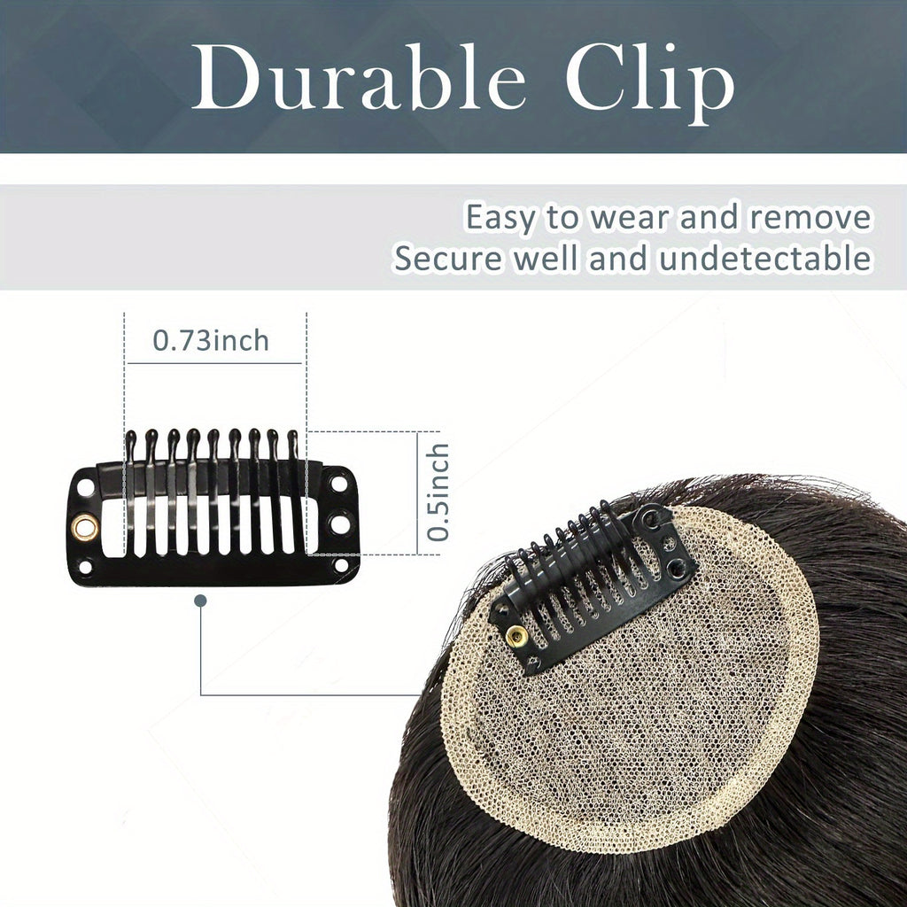 Clip-In Bangs Real Human Hair Extensions with Fringe & Temples - Natural Curved Straight Hairpieces for Women, Easy to Style Daily Wear, Adds Volume & Dimension, Versatile Hairpiece, Elegant Hairpiece, Secure Clip Attachments