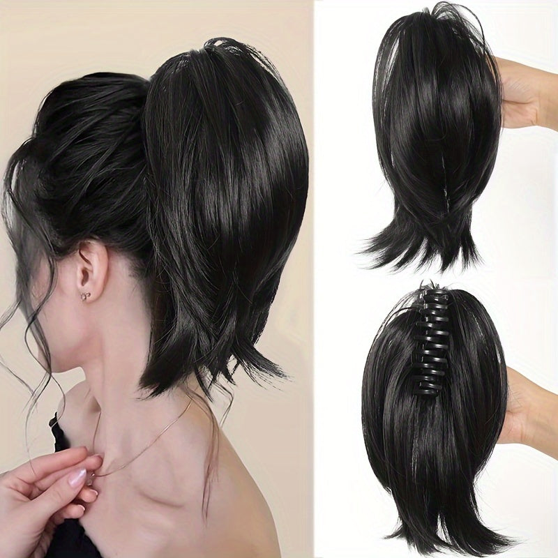 Chic Claw-Clip Ponytail Extension for Women - Straight Synthetic Hair, Versatile & Easy to Style